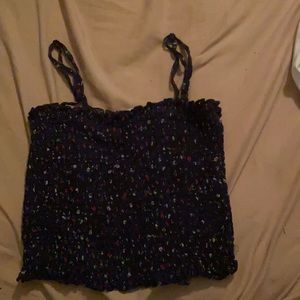 dark blue flowered pattern crop top
